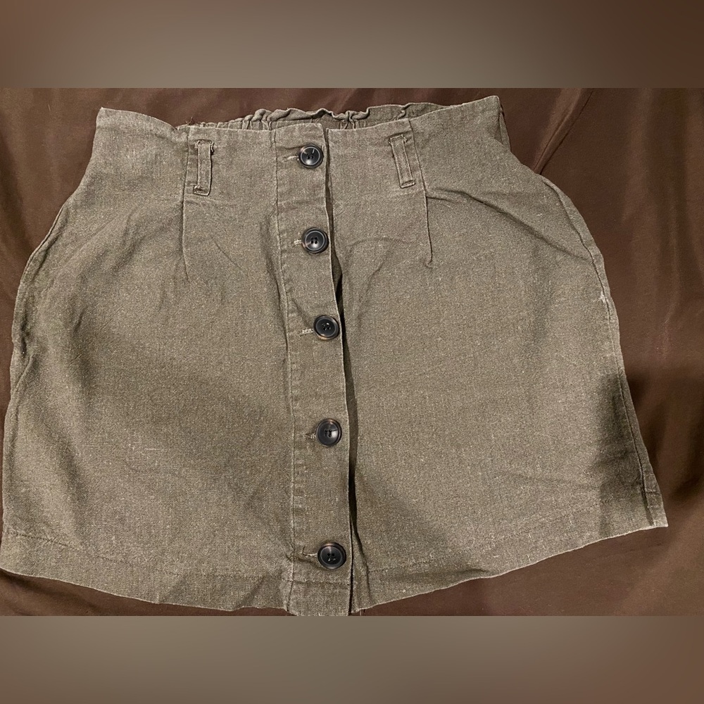 OLIVE MINI SKIRT- from the Linen Collection